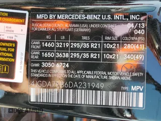 2013 Mercedes-Benz M ML 63 AMG with VIN 4JGDA7EB6DA231949, listed as a Copart auction lot 69072294 with 83,948 mi miles and Salvage Title. Bid and sale history available at carsss.com. Image 13.