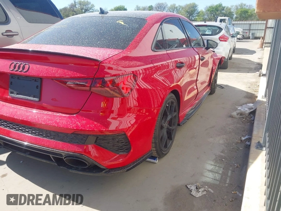 2023 Audi RS 3 with VIN WUAG4DGY0PA903200, listed as a IAAI auction lot 41839519 with 27,224 mi miles. Bid and sale history available at carsss.com. Image 4.
