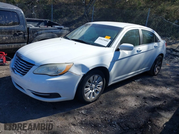 2014 Chrysler 200 LX with VIN 1C3CCBAB2EN208735, listed as a IAAI auction lot 41623000 with 104,819 mi miles and . Bid and sale history available at carsss.com. Image 2.