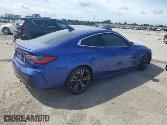 2023 BMW 4 Series 430i with VIN WBA53AP02PCL22461, listed as a Copart auction lot 75339224 with 9,923 mi miles and Salvage title. Bid and sale history available at DreamBid. Image 3.