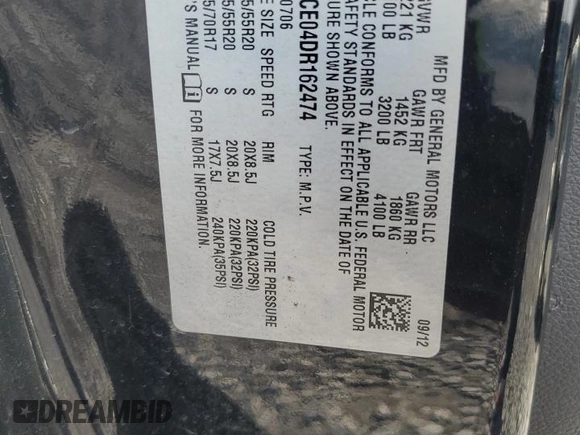 2013 Chevrolet Tahoe LTZ with VIN 1GNSCCE04DR162474, listed as a Copart auction lot 49386335 with 331,358 mi miles and Salvage title. Bid and sale history available at DreamBid. Image 15.