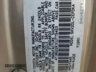 2001 Toyota Camry CE with VIN 4T1BG22K31U779463, listed as a Copart auction lot 48404105 with 153,702 mi miles and Salvage Title. Bid and sale history available at carsss.com. Image 12.