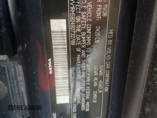 2009 Volvo S60 2.5T with VIN YV1RH592492732788, listed as a Copart auction lot 88587095 with 0 mi miles and Salvage Title. Bid and sale history available at carsss.com. Image 12.