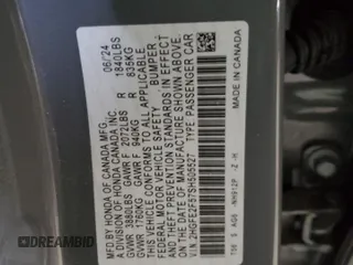 2025 Honda Civic Sport with VIN 2HGFE2F57SH505527, listed as a Copart auction lot 54963955 with 11,408 mi miles and Salvage title. Bid and sale history available at DreamBid. Image 12.