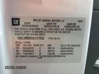 2010 GMC Acadia SLT1 with VIN 1GKLVMED3AJ137032, listed as a Copart auction lot 51586475 with 161,772 mi miles and Salvage Title. Bid and sale history available at carsss.com. Image 14.