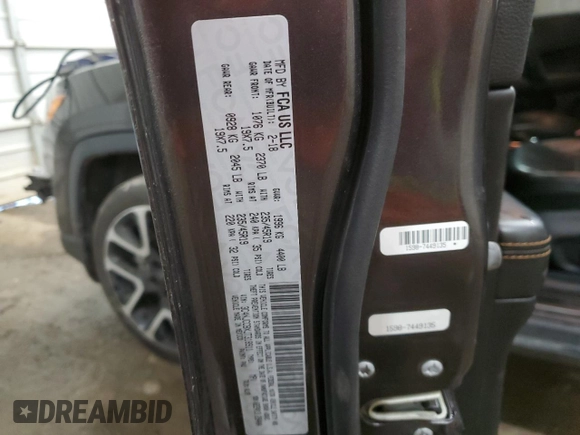 2018 Jeep Compass Limited with VIN 3C4NJCCBXJT318911, listed as a Copart auction lot 42123395 with 139,024 mi miles and Salvage Title. Bid and sale history available at carsss.com. Image 14.