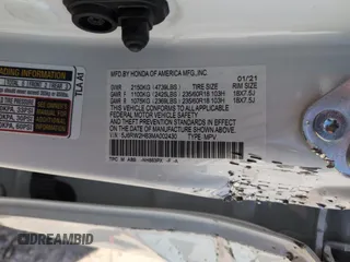 2021 Honda CR-V EX-L with VIN 5J6RW2H83MA002430, listed as a Copart auction lot 53697505 with 26,871 mi miles and Salvage Title. Bid and sale history available at DreamBid. Image 12.