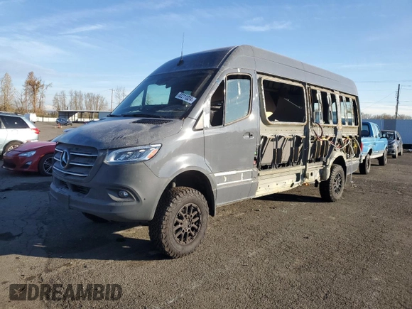2023 Mercedes-Benz Sprinter with VIN W1W4NCVYXPT121618, listed as a Copart auction lot 82211324 with 12,656 mi miles and Salvage Title. Bid and sale history available at DreamBid. Image 1.