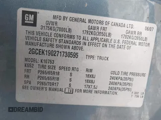 2007 Chevrolet Silverado 1500 1LT with VIN 2GCEK190271730595, listed as a IAAI auction lot 41428654 with 234,022 mi miles and . Bid and sale history available at DreamBid. Image 9.