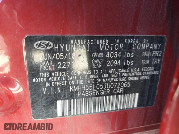 2018 Hyundai Elantra GT Sport with VIN KMHH55LC5JU072065, listed as a Copart auction lot 75037634 with 40,363 mi miles and Salvage Title. Bid and sale history available at carsss.com. Image 12.