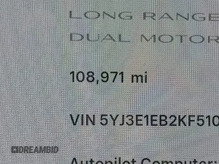 2019 Tesla Model 3 Long Range with VIN 5YJ3E1EB2KF510398, listed as a IAAI auction lot 42067654 with 108,971 mi miles and . Bid and sale history available at DreamBid. Image 14.