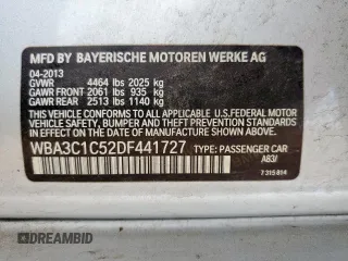 2013 BMW 3 Series 328i z VIN WBA3C1C52DF441727, wystawiony jako Copart lot #58062675 z przebiegiem 72 917 mil mil oraz Szkoda całkowita • Salvage title. Historia ofert i sprzedaży dostępna na DreamBid. Obrazek 12.