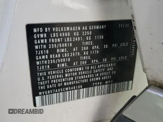2012 Volkswagen Tiguan S with VIN WVGBV7AX5CW548166, listed as a Copart auction lot 54235285 with 184,338 mi miles and Clean Title. Bid and sale history available at DreamBid. Image 14.