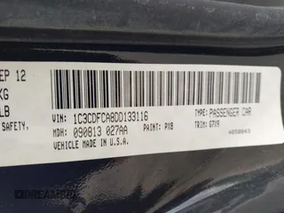 2013 Dodge Dart Limited with VIN 1C3CDFCA8DD133116, listed as a IAAI auction lot 41960074 with Not Provided miles and . Bid and sale history available at carsss.com. Image 9.