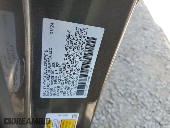 2024 Acura Integra with VIN 19UDE4H29RA023947, listed as a Copart auction lot 59036665 with 21,068 mi miles and Salvage title. Bid and sale history available at DreamBid. Image 12.