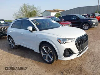 2022 Audi Q3 S line Premium Plus with VIN WA1EECF35N1063231, listed as a IAAI auction lot 41941891 with 43,891 mi miles and . Bid and sale history available at DreamBid. Image 1.
