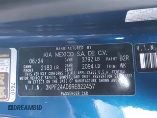 2024 Kia Forte LXS z VIN 3KPF24AD9RE822457, wystawiony jako IAAI lot #41235294 z przebiegiem 5 612 mil mil oraz . Historia ofert i sprzedaży dostępna na DreamBid. Obrazek 9.