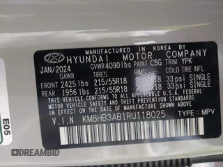 2024 Hyundai Kona SEL with VIN KM8HB3AB1RU118025, listed as a IAAI auction lot 41747434 with 8,954 mi miles. Bid and sale history available at carsss.com. Image 9.