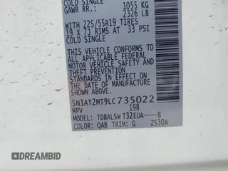 2020 Nissan Rogue S with VIN 5N1AT2MT9LC735022, listed as a IAAI auction lot 42275208 with 72,501 mi miles and . Bid and sale history available at DreamBid. Image 9.