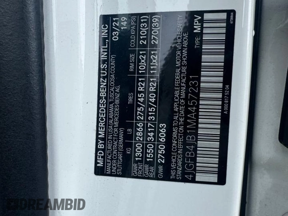 2021 Mercedes-Benz GLE 350 с VIN 4JGFB4JB1MA457231, выставлен на аукционе Copart как лот 61692555 с пробегом 91 928 миль миль и Чистый • Clean title. История ставок и продаж доступна на DreamBid. Изображение 10.