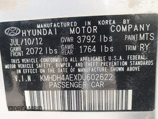 2013 Hyundai Elantra GLS with VIN KMHDH4AEXDU602622, listed as a IAAI auction lot 42322999 with 169,004 mi miles and . Bid and sale history available at DreamBid. Image 9.