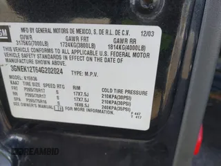 2004 Chevrolet Avalanche Z71 z VIN 3GNEK12T64G202024, wystawiony jako IAAI lot #41377032 z przebiegiem 214 844 mil mil oraz . Historia ofert i sprzedaży dostępna na DreamBid. Obrazek 9.