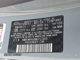 2021 Hyundai Elantra SEL with VIN KMHLM4AG6MU212660, listed as a IAAI auction lot 40806363 with 32,208 mi miles. Bid and sale history available at carsss.com. Image 9.