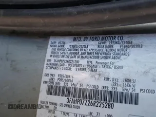 2006 Ford Fusion SE with VIN 3FAHP07Z26R225280, listed as a Copart auction lot 45645994 with Not Provided miles and Salvage Title. Bid and sale history available at DreamBid. Image 15.