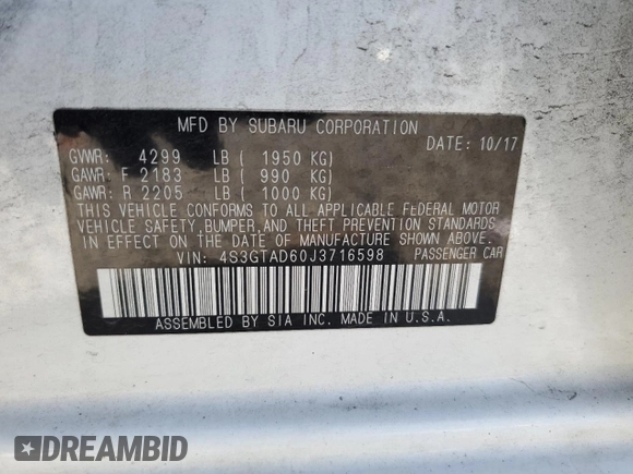 2018 Subaru Impreza Premium z VIN 4S3GTAD60J3716598, wystawiony jako Copart lot #62570445 z przebiegiem 80 541 mil mil oraz Szkoda całkowita • Salvage title. Historia ofert i sprzedaży dostępna na DreamBid. Obrazek 12.