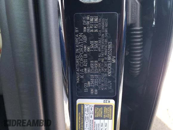 2024 Kia Niro EX Touring with VIN KNDCR3LE8R5152863, listed as a Copart auction lot 86827274 with 16 mi miles and Salvage Title. Bid and sale history available at carsss.com. Image 12.