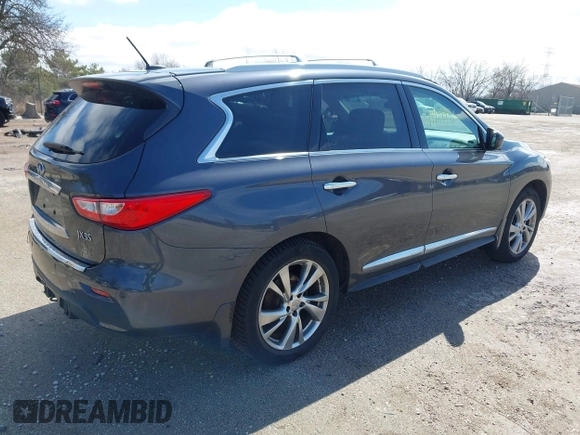 2013 Infiniti JX35 with VIN 5N1AL0MM5DC341869, listed as a IAAI auction lot 41921935 with 126,897 mi miles and . Bid and sale history available at DreamBid. Image 4.