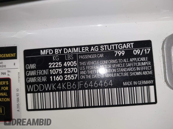 2018 Mercedes-Benz C 300 with VIN WDDWK4KB6JF646464, listed as a IAAI auction lot 42150269 with 40,618 mi miles and . Bid and sale history available at DreamBid. Image 9.