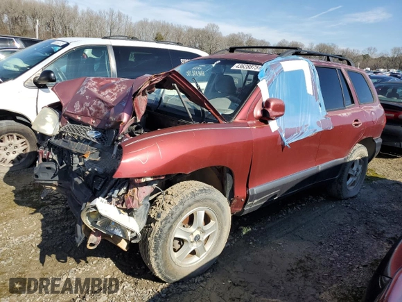 2003 Hyundai Santa Fe GLS with VIN KM8SC73D43U449794, listed as a Copart auction lot 43628875 with 0 mi miles and Salvage Title. Bid and sale history available at carsss.com. Image 1.