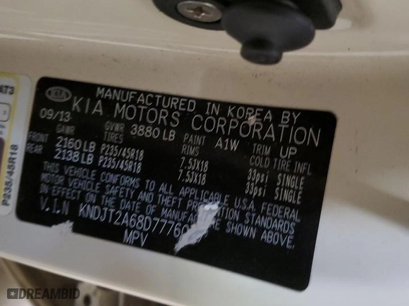 2013 Kia Soul + with VIN KNDJT2A68D7776027, listed as a Copart auction lot 44798915 with 140,756 mi miles and Salvage Title. Bid and sale history available at carsss.com. Image 13.