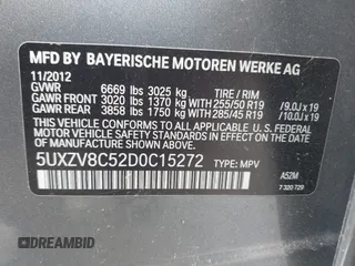2013 BMW X5 xDrive50i with VIN 5UXZV8C52D0C15272, listed as a IAAI auction lot 42644739 with 169,393 mi miles and . Bid and sale history available at DreamBid. Image 9.