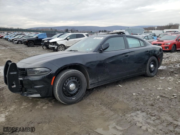 2023 Dodge Charger Police with VIN 2C3CDXKG6PH613514, listed as a Copart auction lot 46024455 with 6,910 mi miles and Salvage Title. Bid and sale history available at carsss.com. Image 1.