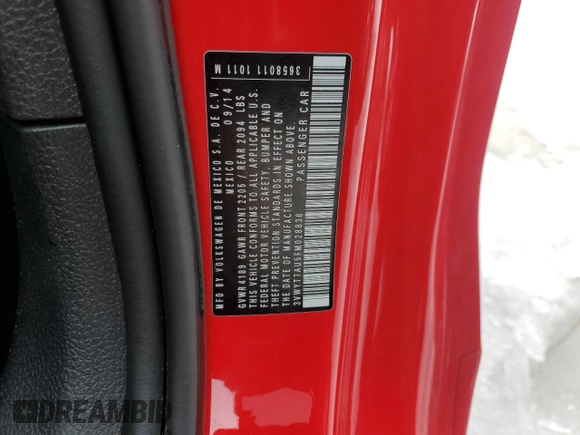 2015 Volkswagen GTI S с VIN 3VWYT7AU5FM028836, выставлен на аукционе Copart как лот 45144215 с пробегом 110 249 миль миль и Списание • Salvage title. История ставок и продаж доступна на DreamBid. Изображение 13.