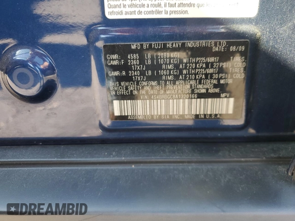2010 Subaru Outback 2.5i Prem with VIN 4S4BRBGC8A1320166, listed as a Copart auction lot 75217564 with 157,790 mi miles and Salvage Title. Bid and sale history available at carsss.com. Image 13.