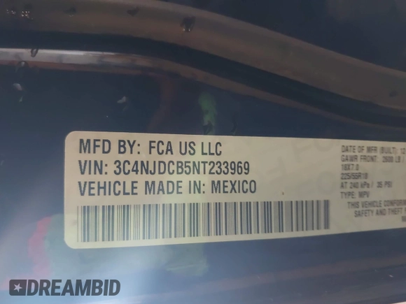 2022 Jeep Compass High Altitude with VIN 3C4NJDCB5NT233969, listed as a IAAI auction lot 42034557 with 23,257 mi miles and . Bid and sale history available at DreamBid. Image 9.