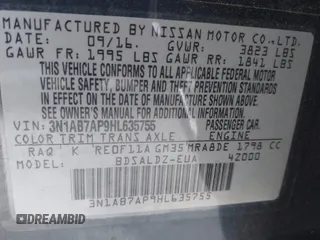 2017 Nissan Sentra SV with VIN 3N1AB7AP9HL635755, listed as a IAAI auction lot 42030651 with 147,418 mi miles and . Bid and sale history available at DreamBid. Image 9.