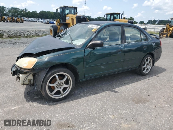 2001 Honda Civic LX with VIN 2HGES15541H536507, listed as a Copart auction lot 65040654 with 0 mi miles and Salvage Title. Bid and sale history available at carsss.com. Image 1.