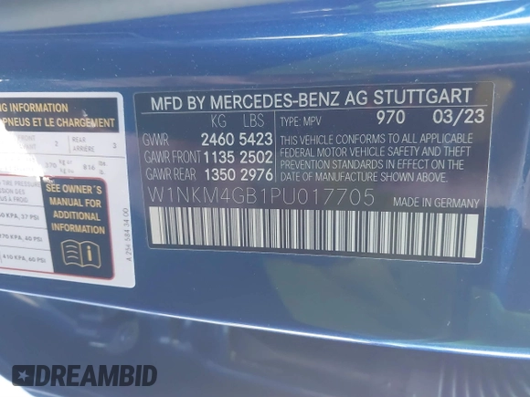 2023 Mercedes-Benz GLC with VIN W1NKM4GB1PU017705, listed as a IAAI auction lot 41741462 with 28,039 mi miles. Bid and sale history available at carsss.com. Image 9.