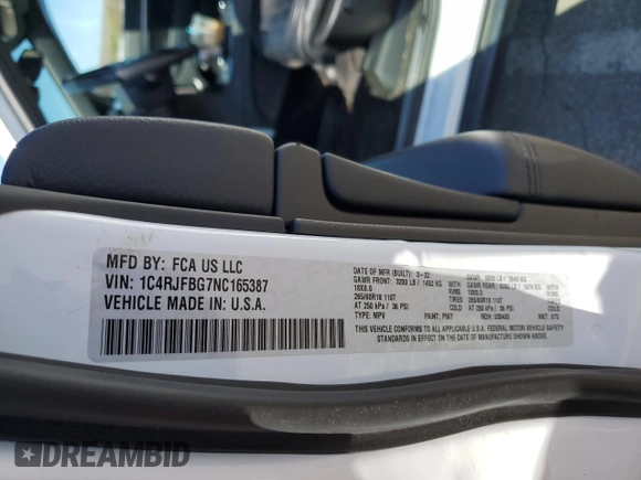 2022 Jeep Grand Cherokee Limited z VIN 1C4RJFBG7NC165387, wystawiony jako Copart lot #50724715 z przebiegiem 49 743 mil mil oraz Szkoda całkowita • Salvage title. Historia ofert i sprzedaży dostępna na DreamBid. Obrazek 14.
