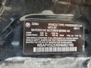 2011 BMW 3 Series 328i z VIN WBAPH5G5XBNM82789, wystawiony jako Copart lot #56939915 z przebiegiem 146 907 mil mil oraz Szkoda całkowita • Salvage title. Historia ofert i sprzedaży dostępna na DreamBid. Obrazek 12.