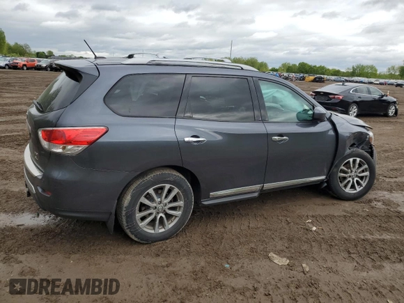 2014 Nissan Pathfinder Platinum with VIN 5N1AR2MM6EC725106, listed as a Copart auction lot 57661525 with 117,993 mi miles and Clean title. Bid and sale history available at DreamBid. Image 3.