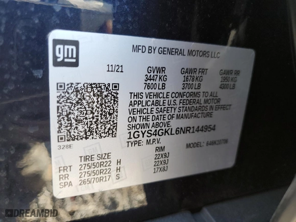 2022 Cadillac Escalade Sport Platinum with VIN 1GYS4GKL6NR144954, listed as a Copart auction lot 78660574 with 41,357 mi miles and Salvage Title. Bid and sale history available at carsss.com. Image 14.