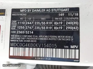 2019 Mercedes-Benz GLC with VIN WDC0G4KB0KV154015, listed as a IAAI auction lot 41049218 with 38,473 mi miles. Bid and sale history available at carsss.com. Image 9.