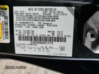 2018 Ford Fusion SE z VIN 3FA6P0HD8JR217719, wystawiony jako Copart lot #53429555 z przebiegiem 108 953 mil mil oraz Szkoda całkowita • Salvage title. Historia ofert i sprzedaży dostępna na DreamBid. Obrazek 12.