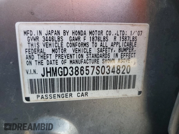 2007 Honda Fit Sport with VIN JHMGD38657S034820, listed as a Copart auction lot 42932465 with 183,862 mi miles and Salvage Title. Bid and sale history available at carsss.com. Image 12.
