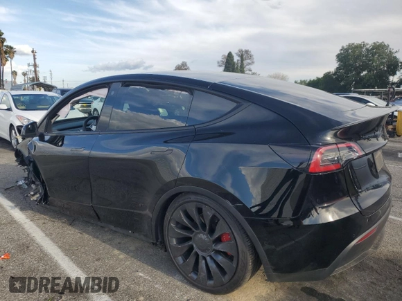 2022 Tesla Model Y Performance with VIN 7SAYGDEF9NF455508, listed as a Copart auction lot 51517205 with Not provided miles and Salvage title. Bid and sale history available at DreamBid. Image 2.